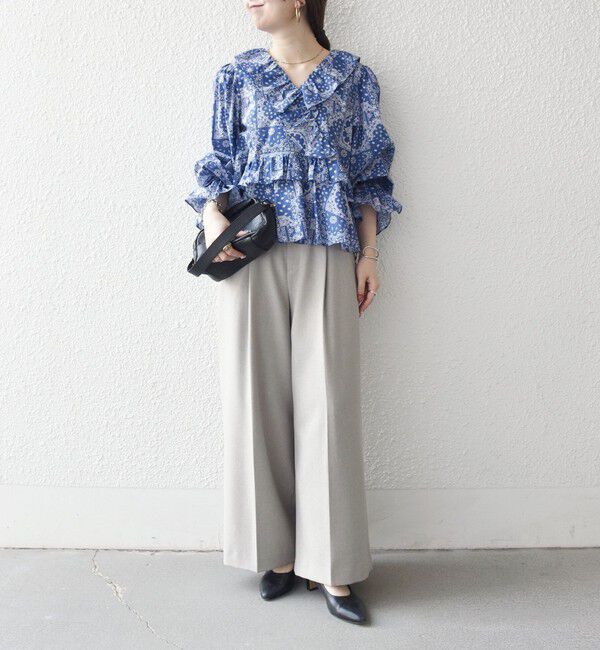 SHIPS any「《予約》SHIPS any:〈洗濯機可能〉バンダナ プリント カシュクール フリル ブラウス」|シャツ・ブラウス|