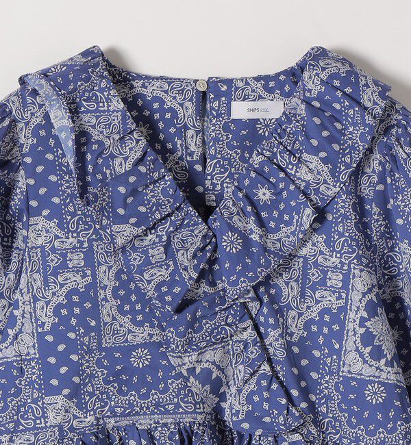 SHIPS any「《予約》SHIPS any:〈洗濯機可能〉バンダナ プリント カシュクール フリル ブラウス」|シャツ・ブラウス|