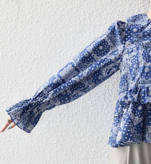 SHIPS any「《予約》SHIPS any:〈洗濯機可能〉バンダナ プリント カシュクール フリル ブラウス」|シャツ・ブラウス|