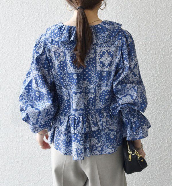 SHIPS any「《予約》SHIPS any:〈洗濯機可能〉バンダナ プリント カシュクール フリル ブラウス」|シャツ・ブラウス|