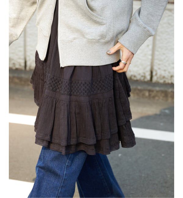 OUTDOOR PRODUCTS Usual Things「≪予約 追加≫コットンレーストリムキャミソール」|キャミソール|ブラック