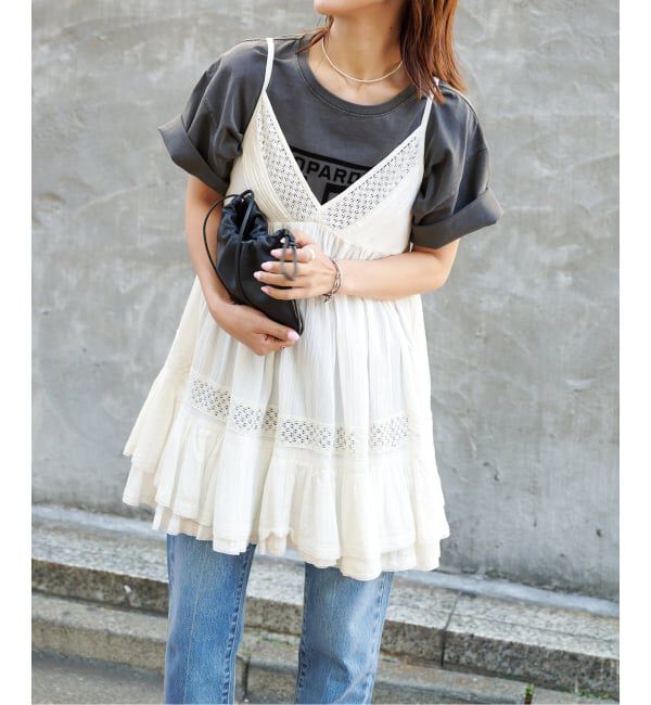 OUTDOOR PRODUCTS Usual Things「≪予約 追加≫コットンレーストリムキャミソール」|キャミソール|