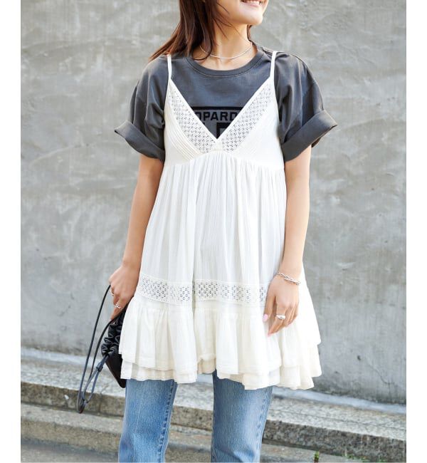 OUTDOOR PRODUCTS Usual Things「≪予約 追加≫コットンレーストリムキャミソール」|キャミソール|