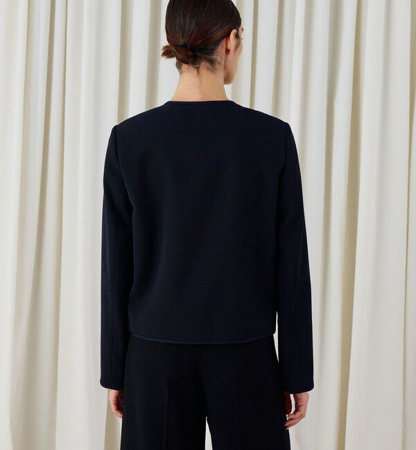 DES PRES「ウールオックスフォード クルーネックジャケット」|ノーカラージャケット|