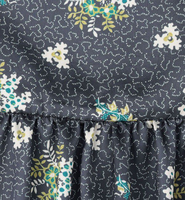 SOULEIADO「ポリエステルサテンプリント ボリュームギャザーキャミワンピース」|ワンピース|