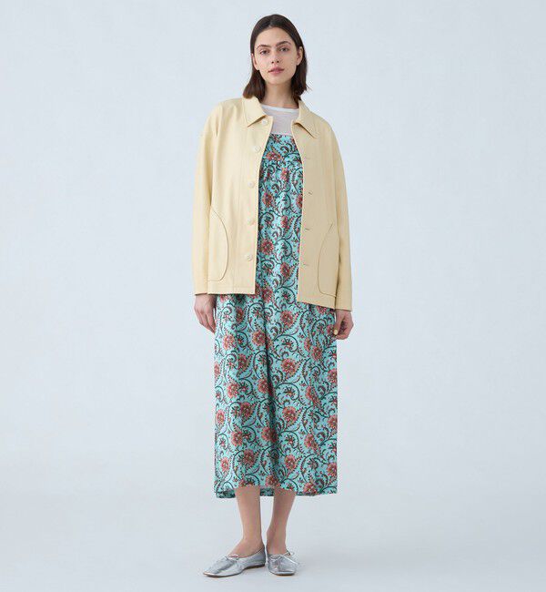 SOULEIADO「ポリエステルサテンプリント ボリュームギャザーキャミワンピース」|ワンピース|