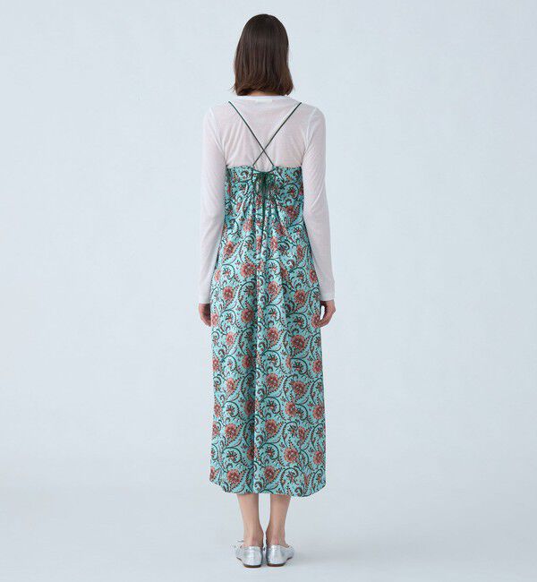 SOULEIADO「ポリエステルサテンプリント ボリュームギャザーキャミワンピース」|ワンピース|