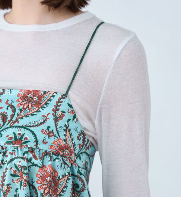 SOULEIADO「ポリエステルサテンプリント ボリュームギャザーキャミワンピース」|ワンピース|