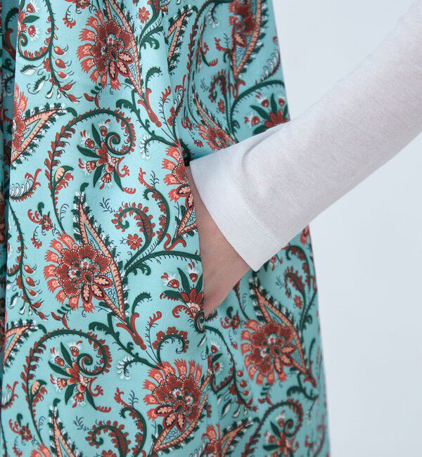 SOULEIADO「ポリエステルサテンプリント ボリュームギャザーキャミワンピース」|ワンピース|