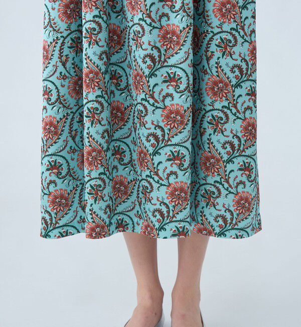 SOULEIADO「ポリエステルサテンプリント ボリュームギャザーキャミワンピース」|ワンピース|