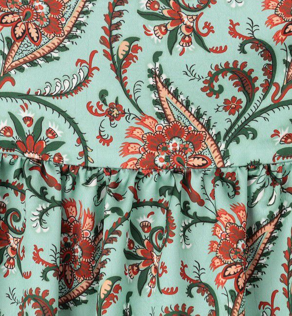 SOULEIADO「ポリエステルサテンプリント ボリュームギャザーキャミワンピース」|ワンピース|