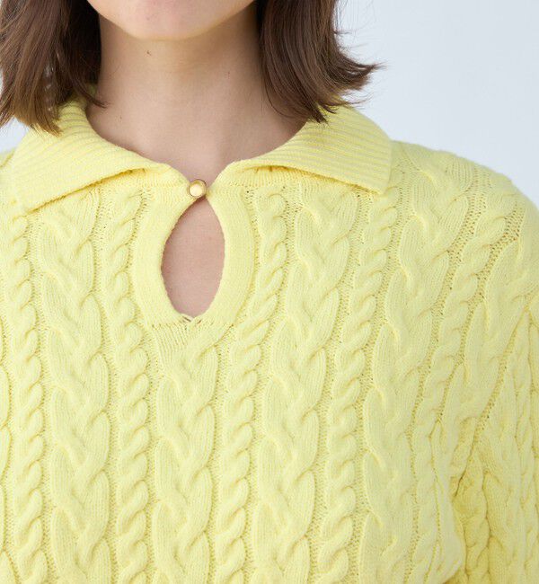 MACPHEE「ハイブリットコットンケーブル ポロプルオーバー」|ニット・セーター|