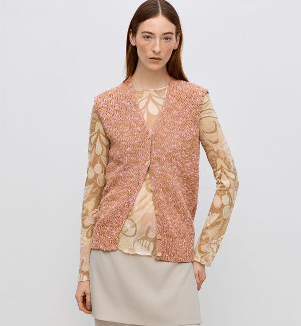 BACCA「コットンメランジェ Vネックベスト」|ニット・セーター|