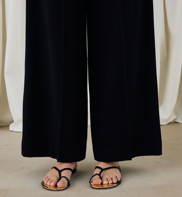 DES PRES「ウールジョーゼット コルセット付きタックワイドパンツ」|スラックス|