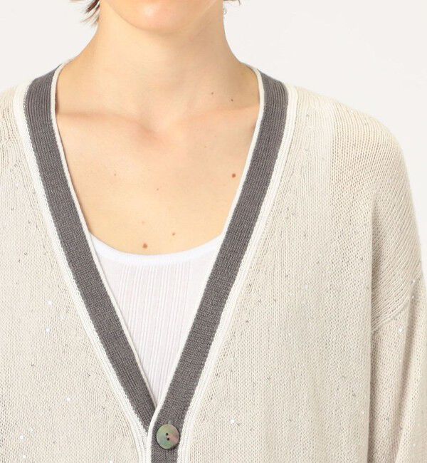 GALERIE VIE「リネンコットンスパンコール Vネックカーディガン」|カーディガン|