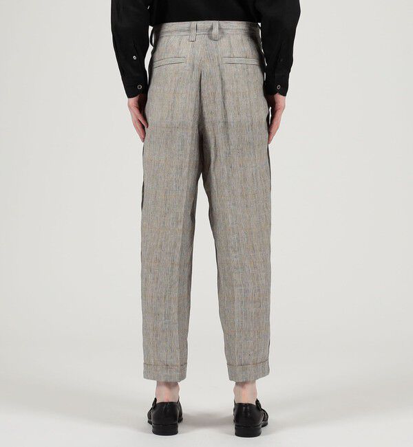 TOMORROWLAND MENS「リネン グレンチェック 1タック ペグトップパンツ」|スラックス|