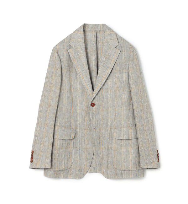 TOMORROWLAND MENS「リネン グレンチェック シングルブレステッド 3Bジャケット」|テーラードジャケット|16 グレー系