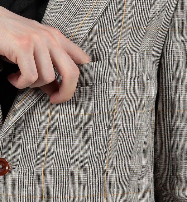 TOMORROWLAND MENS「リネン グレンチェック シングルブレステッド 3Bジャケット」|テーラードジャケット|