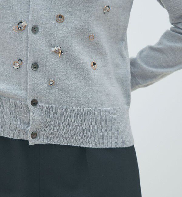 MACPHEE「ウールビジュー クルーネックカーディガン」|カーディガン|