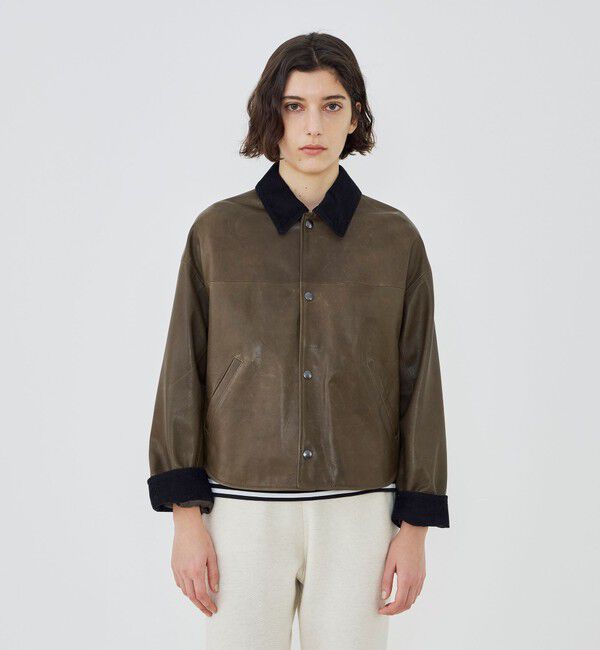 GALERIE VIE「ソフトグレインシープレザー ステンカラーブルゾン」|ブルゾン・スタジャン|