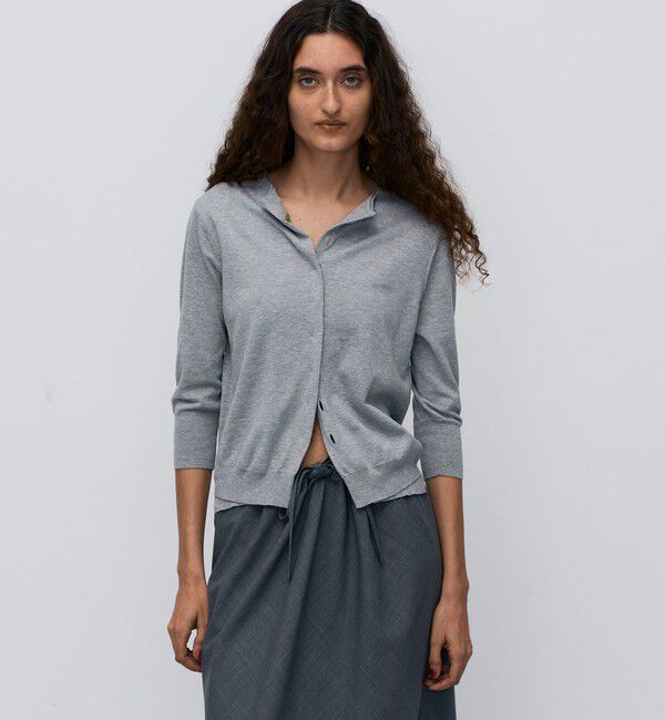 BACCA「ハイゲージコットン クルーネックカーディガン」|カーディガン|