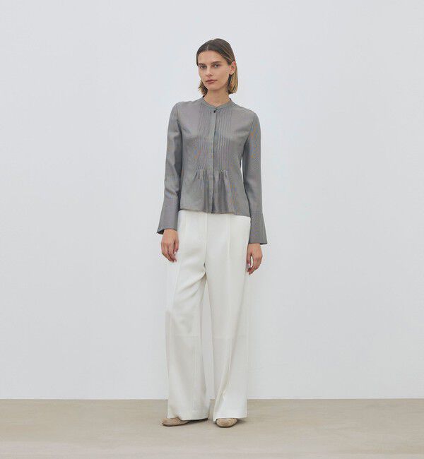 DES PRES「レーヨンマイクロハウンドトゥース ピンタックブラウス」|シャツ・ブラウス|