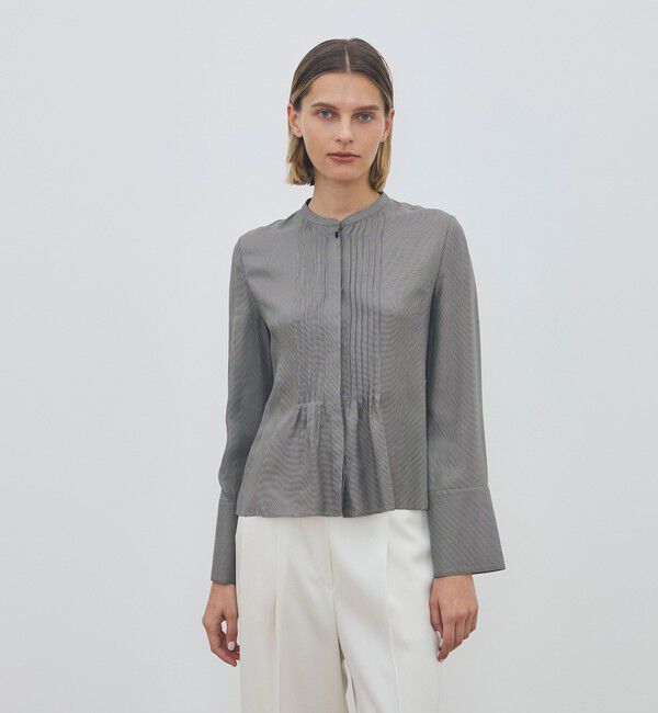 DES PRES「レーヨンマイクロハウンドトゥース ピンタックブラウス」|シャツ・ブラウス|