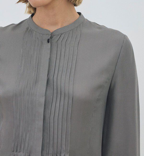 DES PRES「レーヨンマイクロハウンドトゥース ピンタックブラウス」|シャツ・ブラウス|