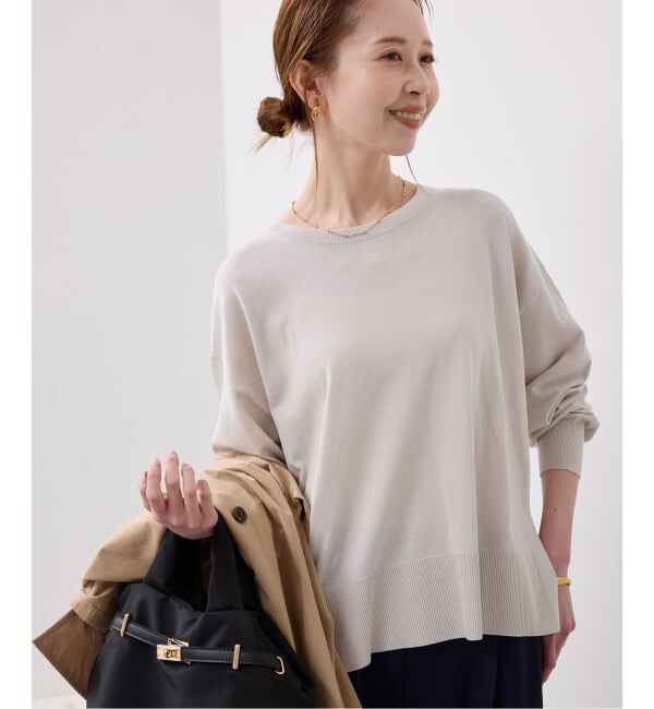 SLOBE IENA「《シリーズあり/予約》コットンキュプラプルオーバー」|ニット・セーター|ナチュラル