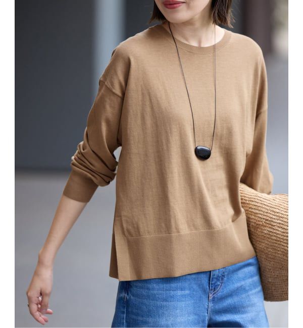 SLOBE IENA「《シリーズあり/予約》コットンキュプラプルオーバー」|ニット・セーター|ベージュ