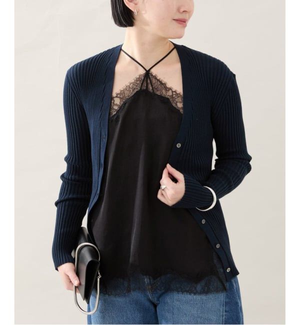 VERMEIL par iena「《追加予約》イタリア糸 RIB Vネックカーディガン」|カーディガン|