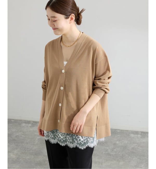 IENA「《予約》アセテートシルクVネックカーディガン」|カーディガン|