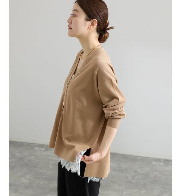 IENA「《予約》アセテートシルクVネックカーディガン」|カーディガン|