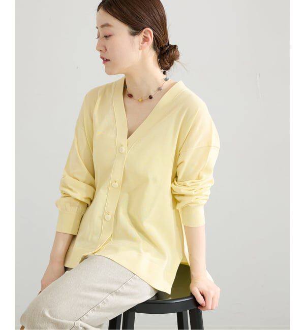 IENA「《予約》アセテートシルクVネックカーディガン」|カーディガン|