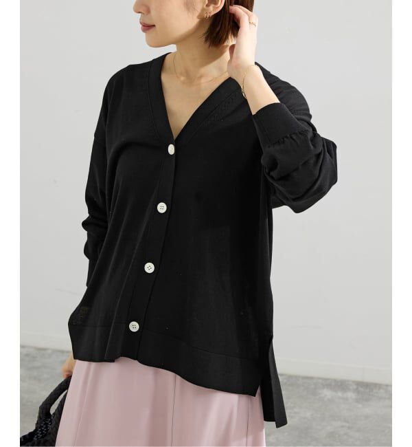IENA「《予約》アセテートシルクVネックカーディガン」|カーディガン|