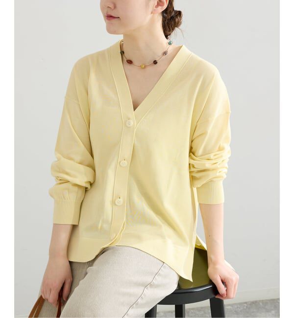 IENA「《予約》アセテートシルクVネックカーディガン」|カーディガン|イエロー