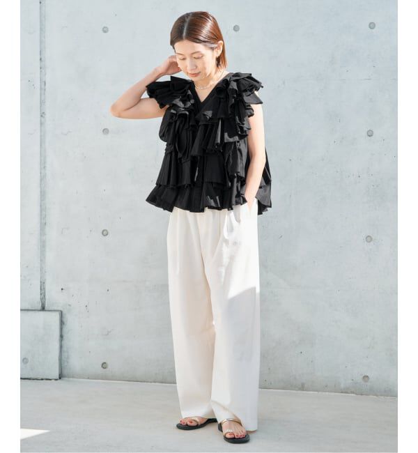 IENA「《予約》AAYUSHI/アユーシ レイヤードラッフルブラウス SFN0715」|シャツ・ブラウス|
