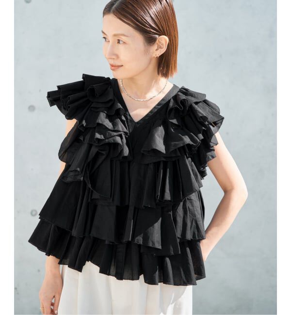 IENA「《予約》AAYUSHI/アユーシ レイヤードラッフルブラウス SFN0715」|シャツ・ブラウス|