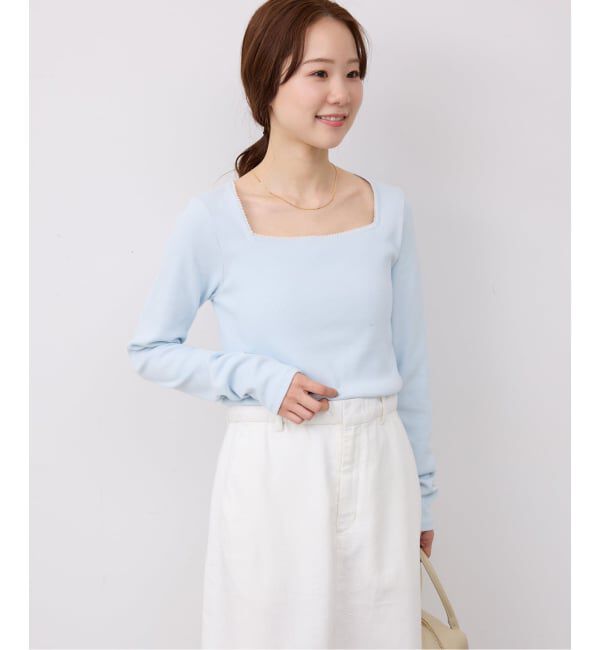 SLOBE IENA「《予約》スクエアネックテレコプルオーバー」|Tシャツ・カットソー|