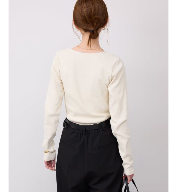 SLOBE IENA「《予約》スクエアネックテレコプルオーバー」|Tシャツ・カットソー|