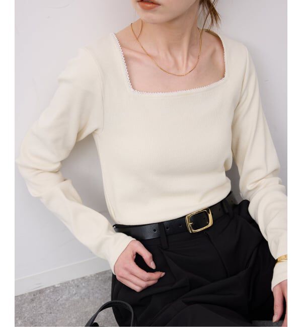 SLOBE IENA「《予約》スクエアネックテレコプルオーバー」|Tシャツ・カットソー|