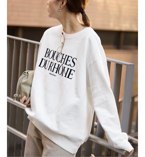 SLOBE IENA「《WEB限定/追加予約》フロッキープリントオーバースウェット」|スウェット・ジャージ|ホワイト