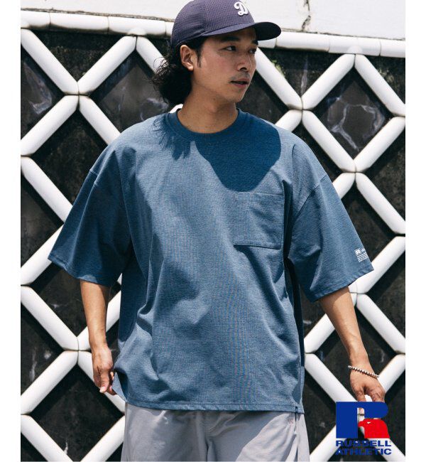 JOURNAL STANDARD relume「吸水速乾 RUSSELL ATHLETIC 別注 Dri-Power(R) BIG Tシャツ」|Tシャツ・カットソー|ブルー B