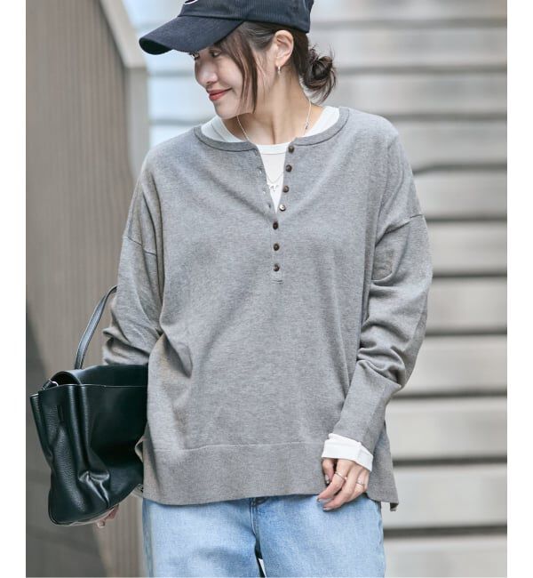 JOURNAL STANDARD「《予約》コットンシルクミックス2WAYヘンリー」|ニット・セーター|グレーA