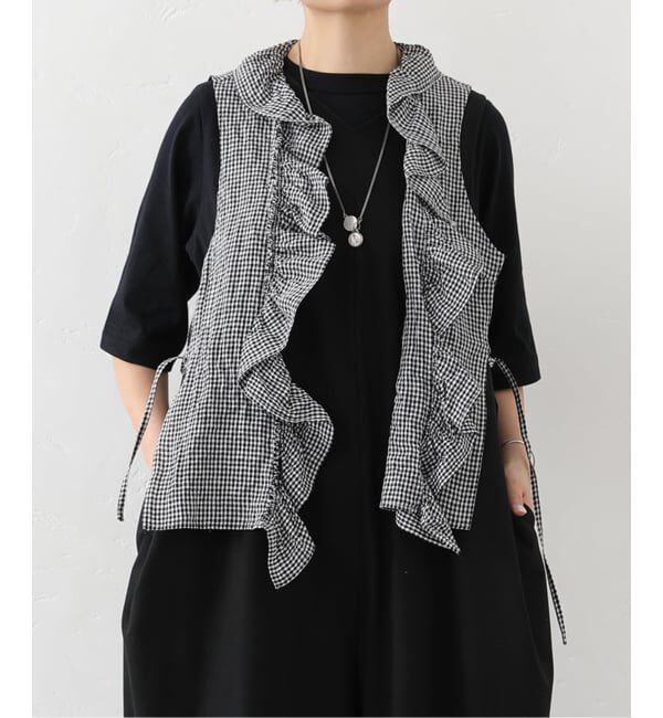 journal standard luxe「《予約》リネンワッシャー フリルジレ」|シャツ・ブラウス|ブラック