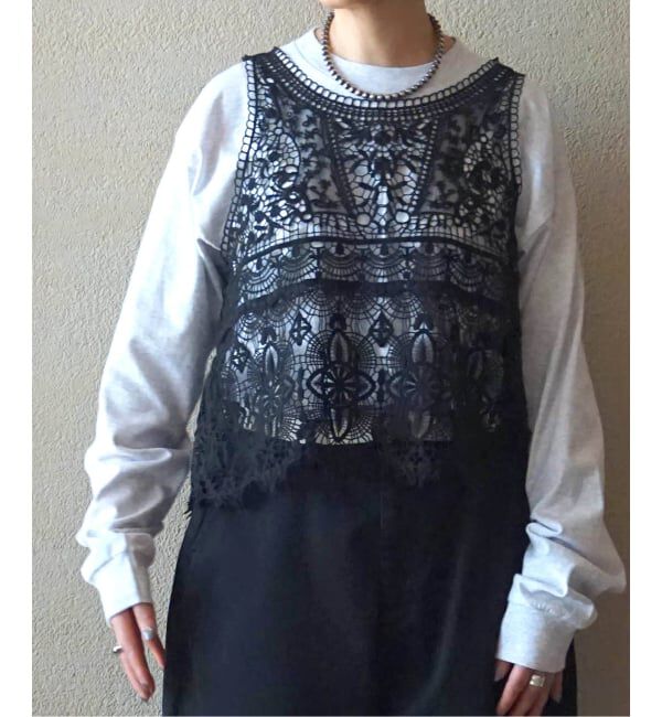 journal standard luxe「《追加予約》レースMIXノースリーブブラウス」|シャツ・ブラウス|ブラック