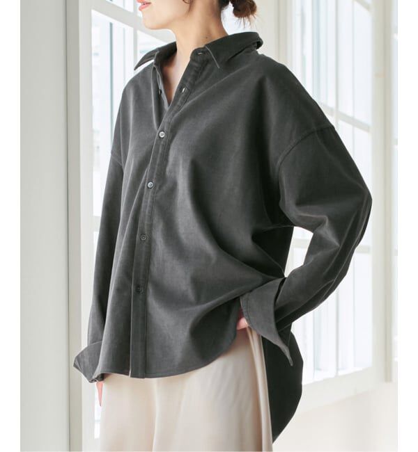 Spick and Span「《追加》コットンコーデュロイルーズシャツ」|シャツ・ブラウス|グレー