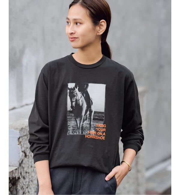 FRAMeWORK「ホースフォトロングTシャツ」|Tシャツ・カットソー|グレー