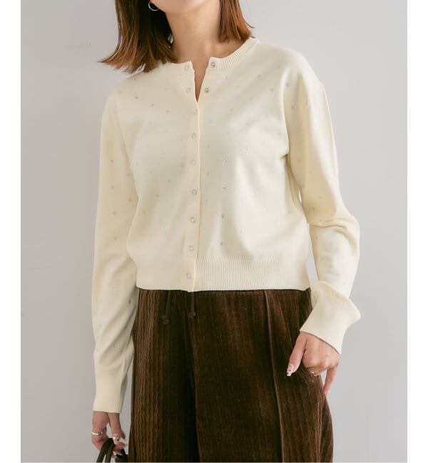 U by SPICK&SPAN「ビジューニットカーデ」|カーディガン|ナチュラル