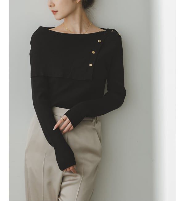 NOBLE「《WEB限定追加予約》ショルダーボタンタイトリブニット」|ニット・セーター|